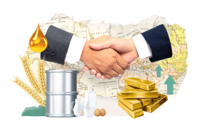 Rukovanje poslovnih partnera uz simboliku zlata